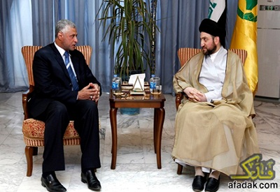 السيد عمار الحكيم خلال استقباله محافظ واسط محمود الملا طلال